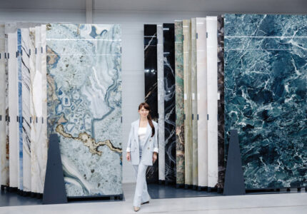 Porcelain slab selection on display